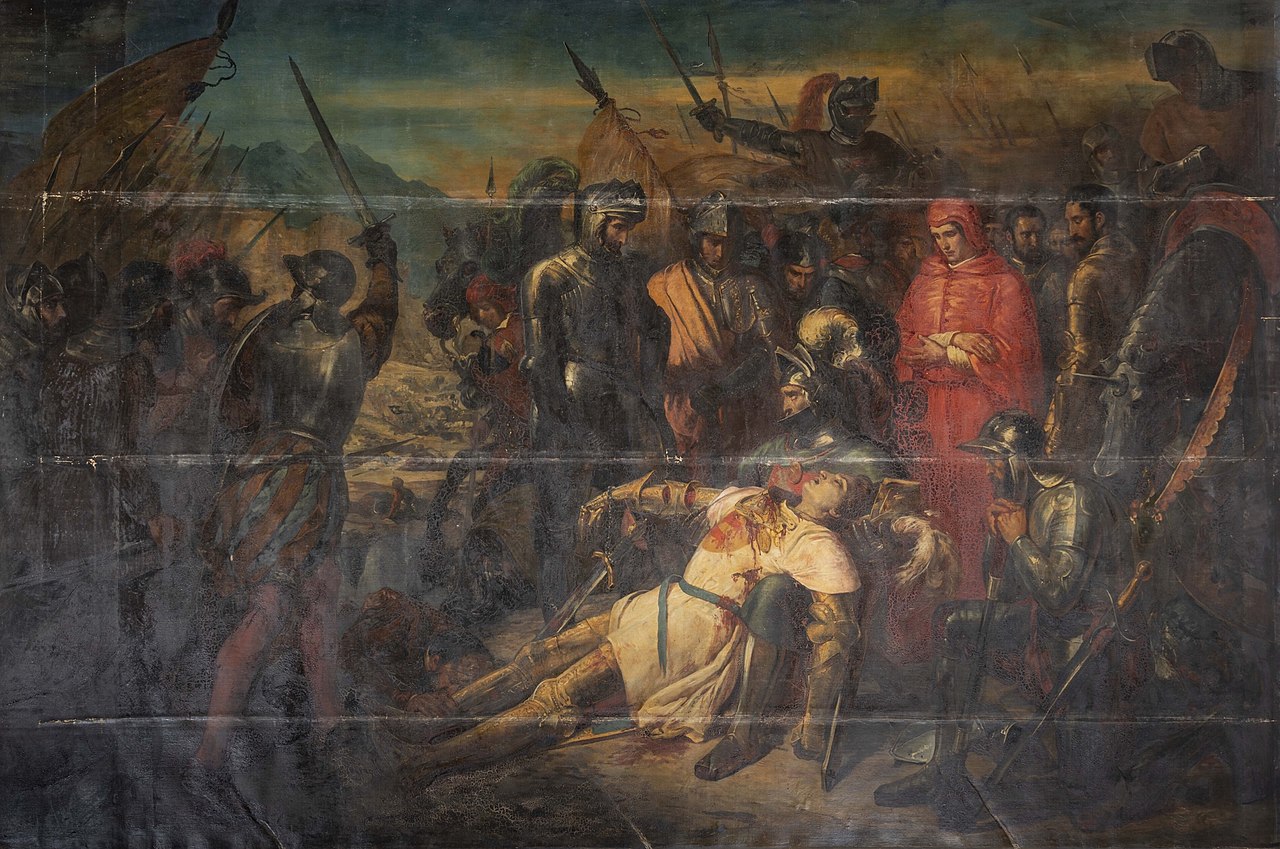 Death of Gaston de Foix at the Battle of Ravenna, April 11, 1512, painted by Ary Scheffer (1795-1858)  Chateau de Versailles